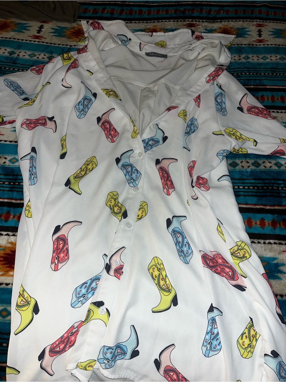 Kids White Hooded Pajama Top with Colorful Boot Print - Picture 1 of 2